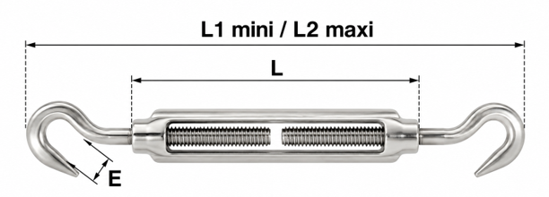 tendeur inox 2 crochets