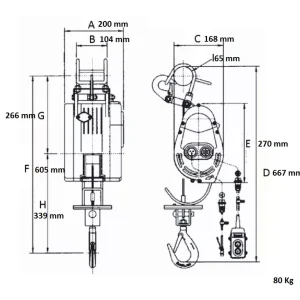Mini treuil électrique portable 80 à 230 kg - 80 Kg
