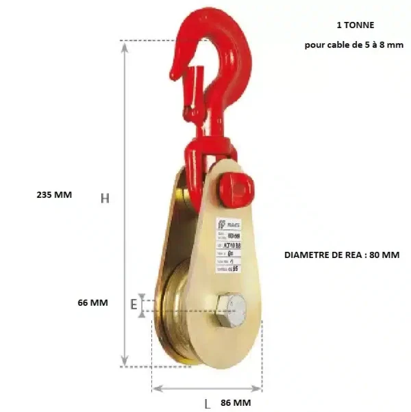 Poulie de traction ou de renvoi pour câble acier – Image 2