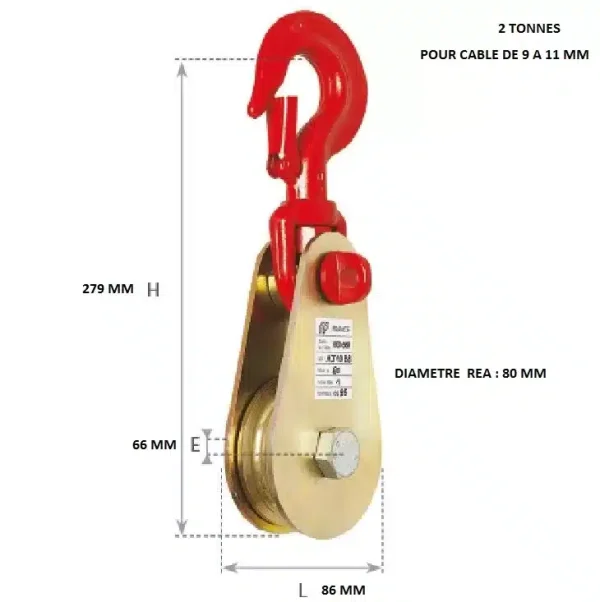 Poulie de traction ou de renvoi pour câble acier – Image 3