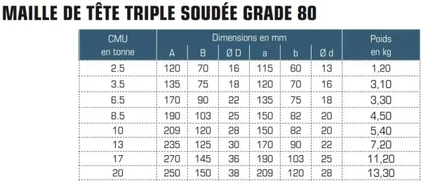 Maille de tête triple Grade 80 EN 1677 – Image 3