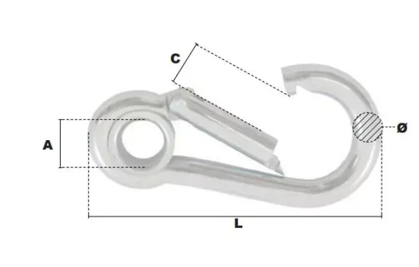 Mousqueton pompier à œil acier zingué blanc – Image 2