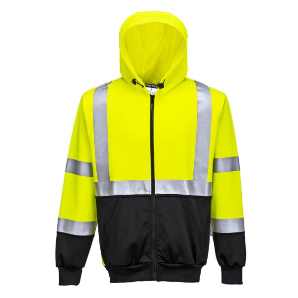 Sweat Hi-Vis zippé à capuche bicolore – Image 3