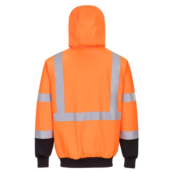 Sweat Hi-Vis zippé à capuche bicolore – Image 2