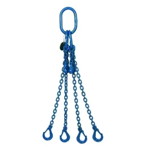 Élingue chaîne 4 brins Grade 100 avec crochets linguet et raccourcisseurs