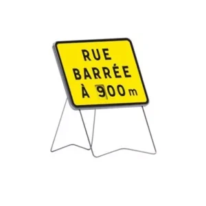 Panneau rectangulaire métalliques sur pieds "route barrée" - 800x600