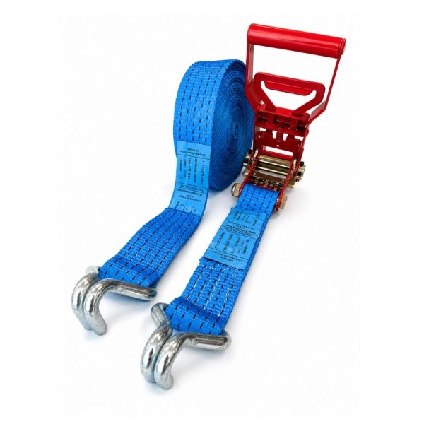 sangle d'"arrimage largeur 50 mm, crochet doigts rapproches et cliquet à tension demultipliée