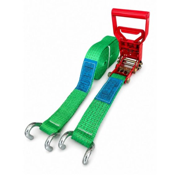 sangle d'arrimage largeur 50 mm, 2 parties avec cliquet à tension démultipliée et crochets doigts écartés