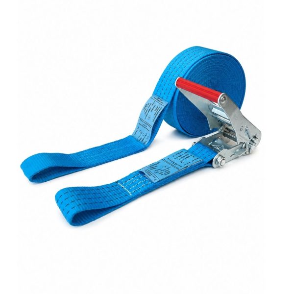 sangle d'arrimage largeur 50 mm, Rupture 6T, boucles cousues, EN 12195-2, Bleue