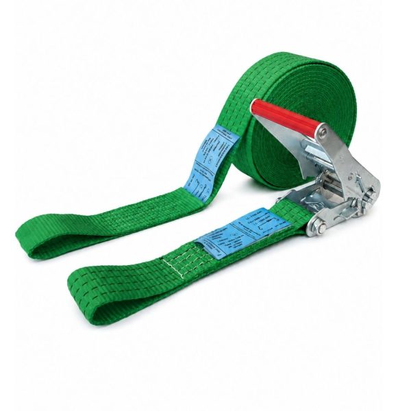 sangle d'arrimage largeur 50 mm, Rupture 6T, boucles cousues, EN 12195-2, verte