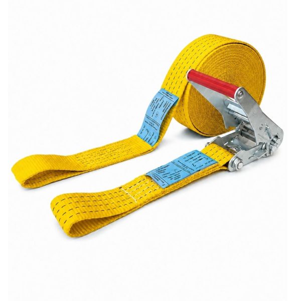 sangle d'arrimage largeur 50 mm, Rupture 6T, boucles cousues, EN 12195-2, jaune