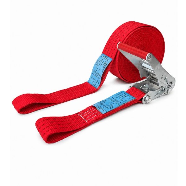 sangle d'arrimage largeur 50 mm, Rupture 6T, boucles cousues, EN 12195-2, rouge