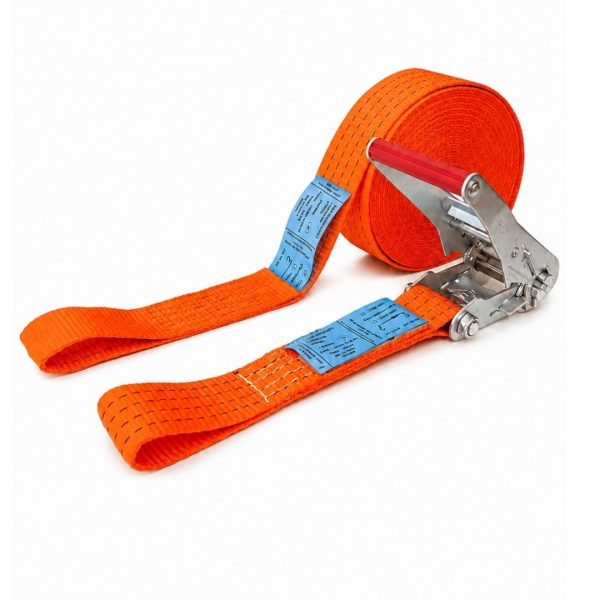 sangle d'arrimage largeur 50 mm, Rupture 6T, boucles cousues, EN 12195-2, orange