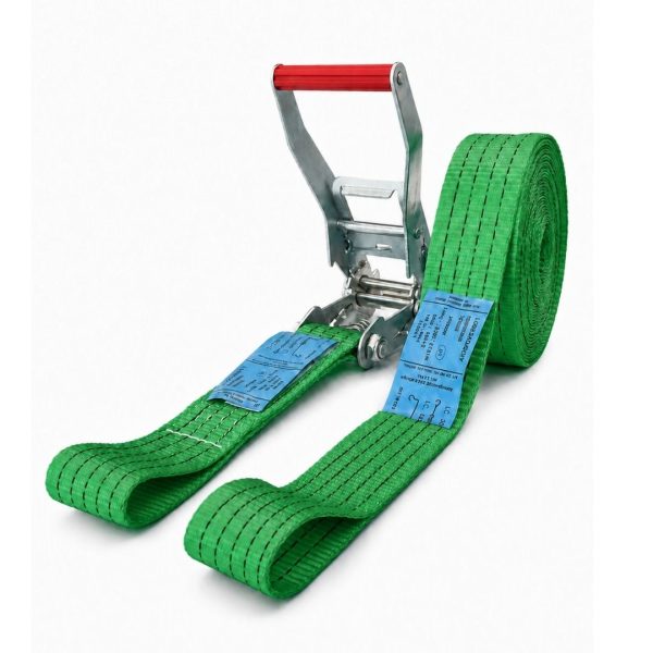 largeur 50 mm, VERTE, cliquet standard et boucles cousues. EN 12195-2