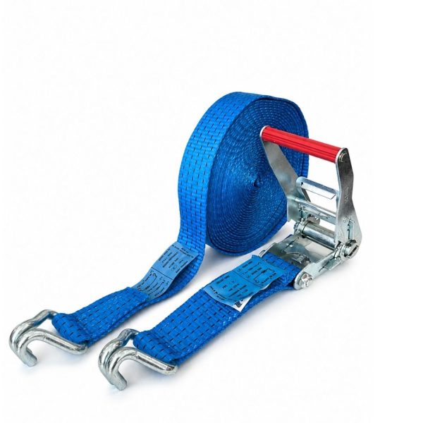 sangle d'arrimage 50 mm, rupture 7T5, crochet doigts rapprochés EN 12195-2. BLEUE.