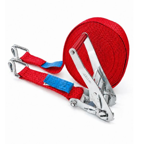 sangle d'arrimage 50 mm, rupture 7T5, crochet doigts rapprochés EN 12195-2. ROUGE