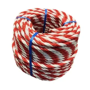Cordage polypropylène rouge et blanc visible