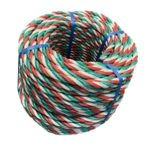 Cordage polypropylène rouge vert blanc visible