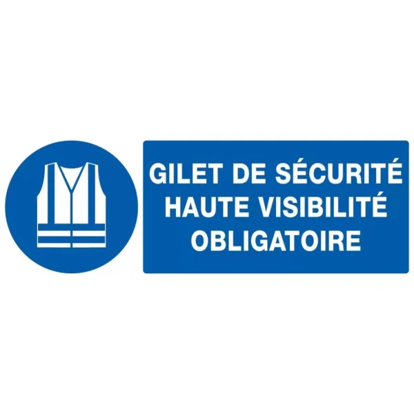 Panneau rectangulaire "gilet de sécurité haute visibilité obligatoire"