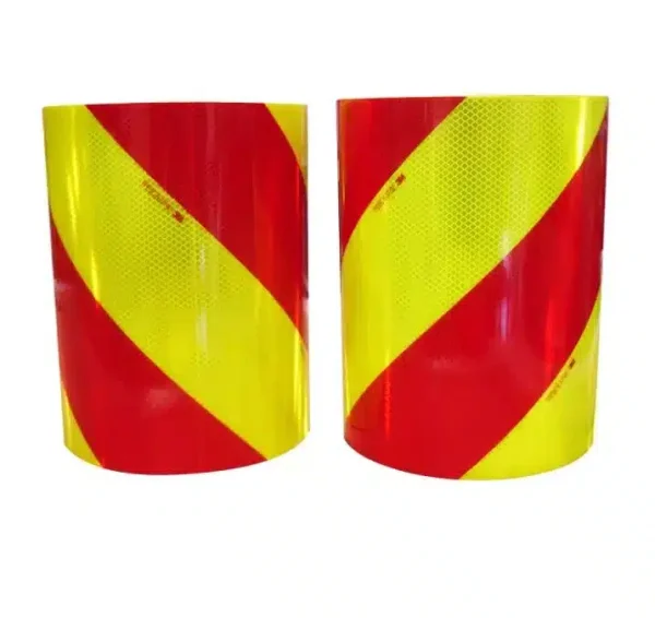 Kit de 2 rouleaux bandes alternées jaune et rouge SAPEUR POMPIER, adhésif, rétroréfléchissants. CLASSE B – Image 2