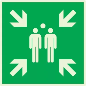 Panneau carré "point de rassemblement après évacuation"
