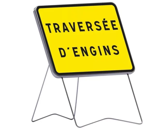Panneau rectangulaire métalliques sur pieds "traversée d'engins"