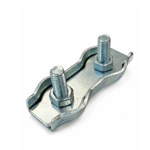 Serre-câble acier plat 2 boulons zingué blanc