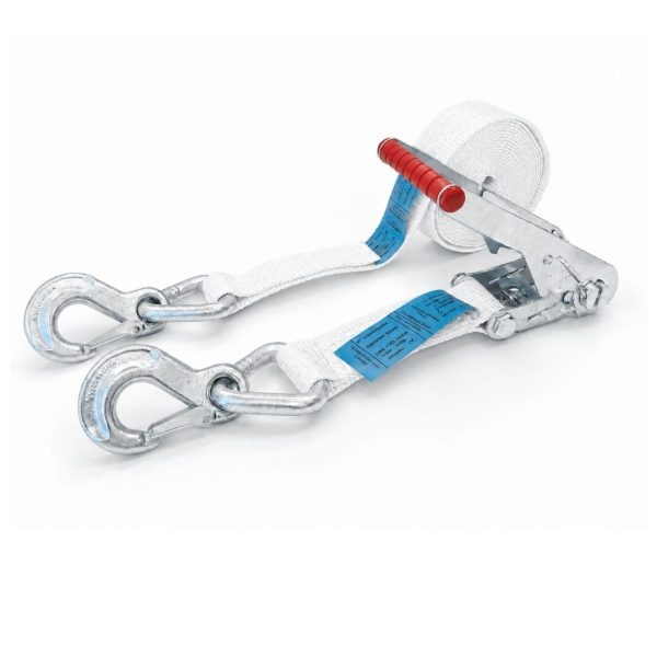 sangle d'arrimage 50 mm, crochets linguets, conforme EN 12195-2. COULEUR BLANC