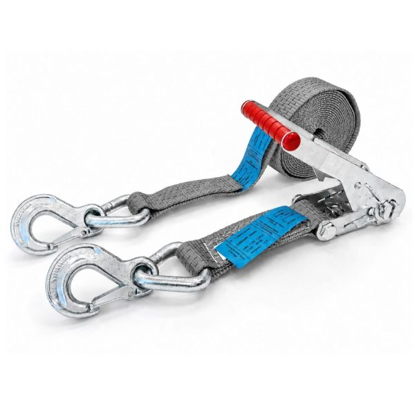 sangle d'arrimage 50 mm, crochets linguets, conforme EN 12195-2. COULEUR GRIS