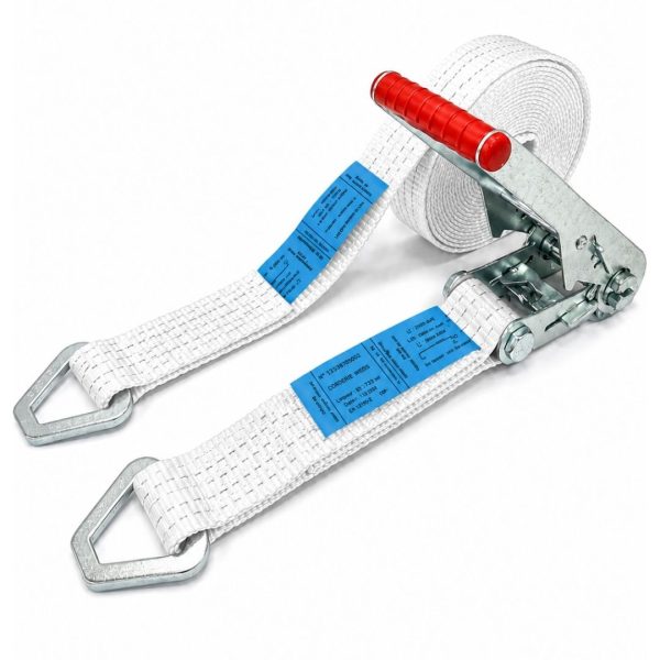 sangle d'arrimage largeur 50 mm, crochets triangulaires. . EN 12195-2. couleur blanc