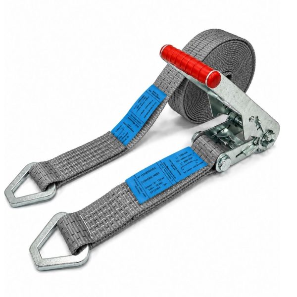 sangle d'arrimage largeur 50 mm, crochets triangulaires. . EN 12195-2. couleur grise