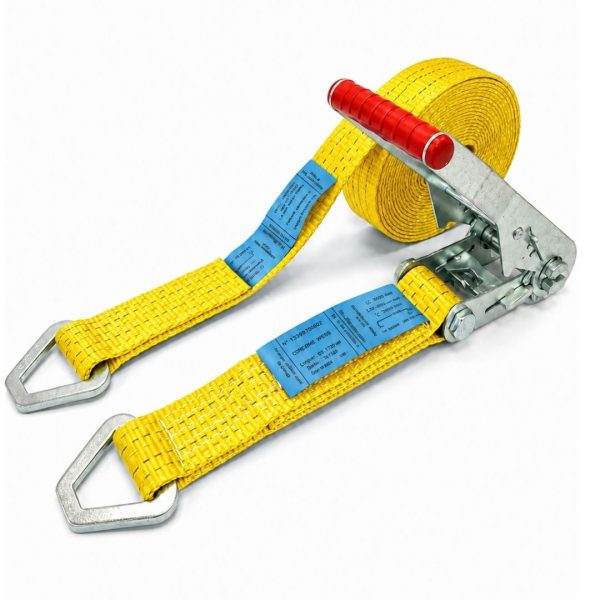 sangle d'arrimage largeur 50 mm, crochets triangulaires. . EN 12195-2. couleur jaune