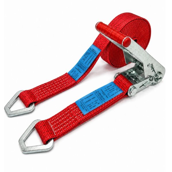 sangle d'arrimage largeur 50 mm, crochets triangulaires. . EN 12195-2. couleur rouge