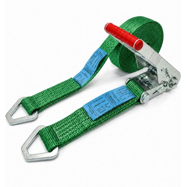 sangle d'arrimage largeur 50 mm, crochets triangulaires. . EN 12195-2. couleur verte