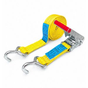 sangle d'arrimage 50 mm, crochets doigt unique. EN 12195-2. JAUNE