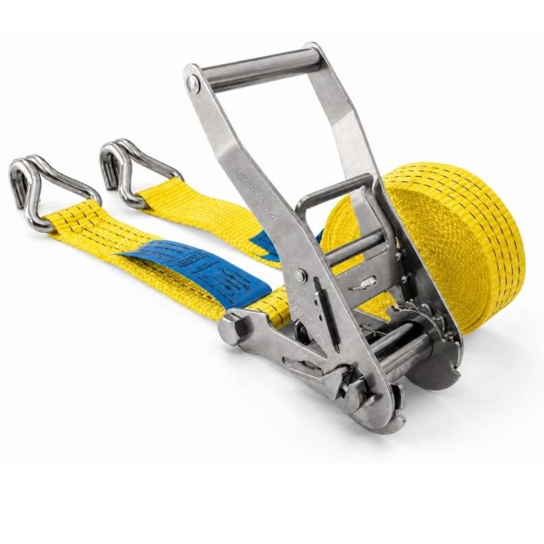 sangle d'Arrimage inox largeur 50 mm, doigts rapprochés. en12195-2 jaune