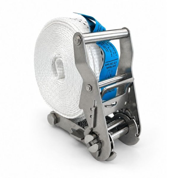 arrimage 35 mm, ceinture, cliquet inox. blanc