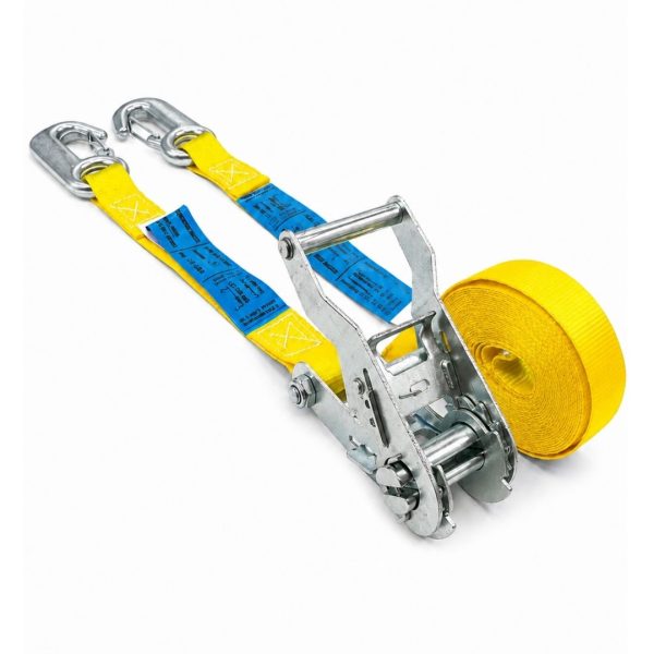sangle d'arrimage largeur 25 mm, crochet linguet. EN 12195-2 JAUNE