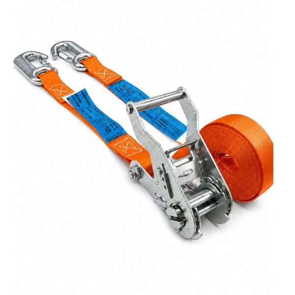 sangle d'arrimage largeur 25 mm, crochet linguet. EN 12195-2 ORANGE
