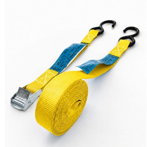 sangle d'arrimage 25 mm crochet moto. EN 12195-2. JAUNE