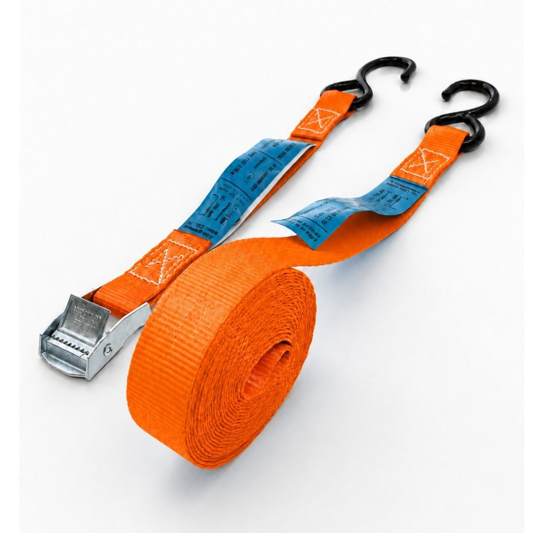sangle d'arrimage 25 mm crochet moto. EN 12195-2. ORANGE