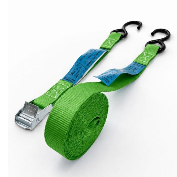 sangle d'arrimage 25 mm crochet moto. EN 12195-2. VERTE