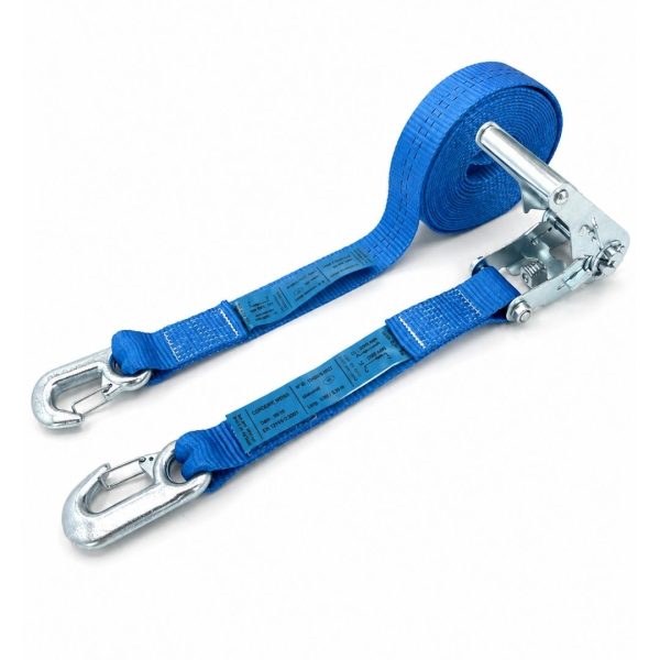 sangle d'Arrimage largeur 35 mm EN 12195-2, avec crochets linguet. bleue