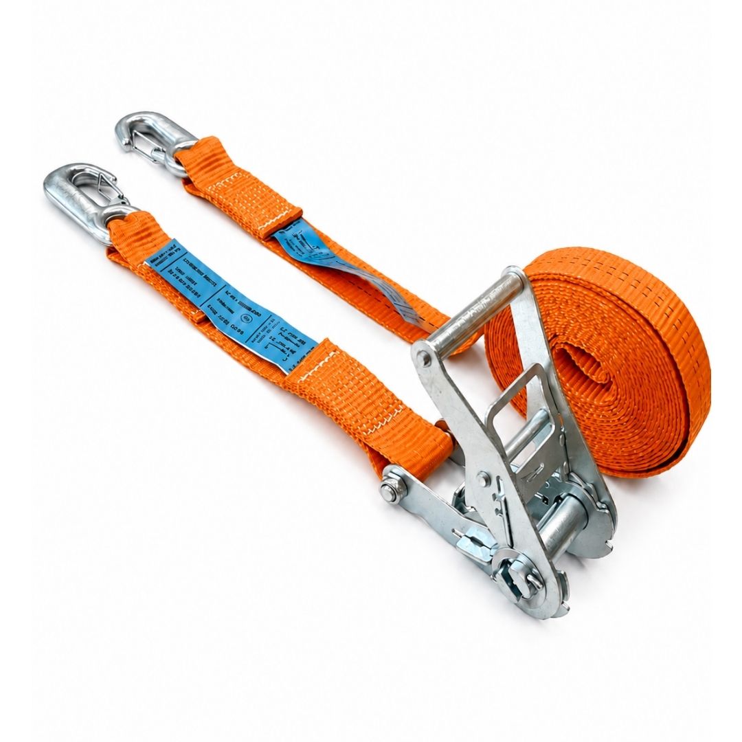 sangle d'Arrimage largeur 35 mm EN 12195-2, avec crochets linguet. orange