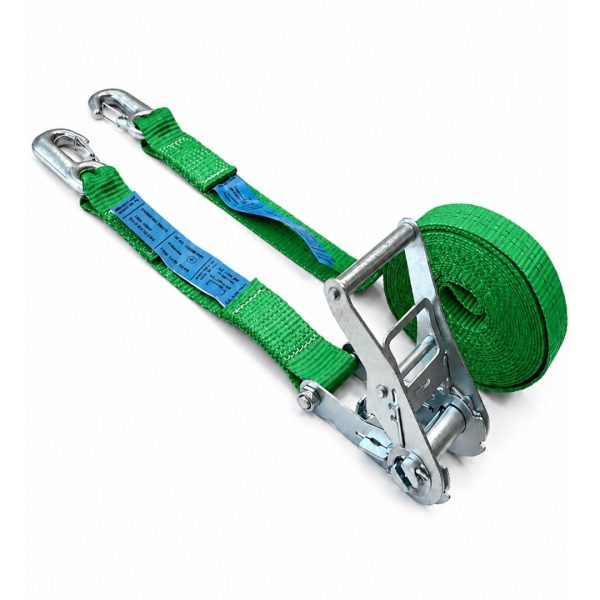 sangle d'Arrimage largeur 35 mm EN 12195-2, avec crochets linguet. verte