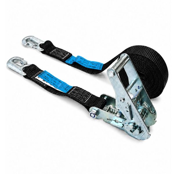 sangle d'arrimage largeur 35 mm EN12195-2, cliquet renforcé et crochets linguet. noire